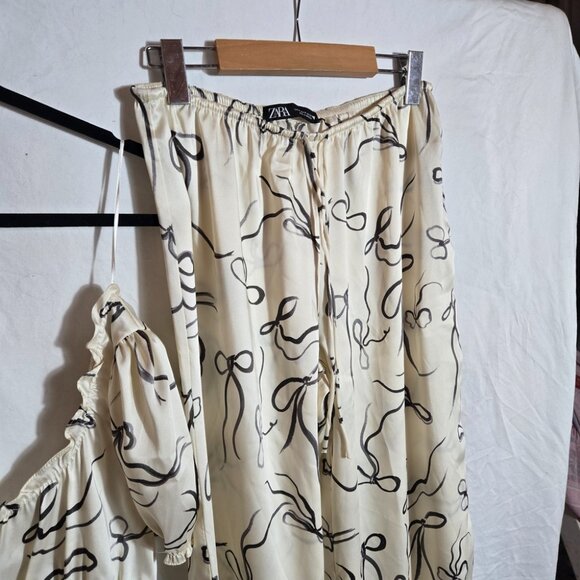 Zara Cream and Black Wide Leg Pants & Top Set - Picture 7 of 11